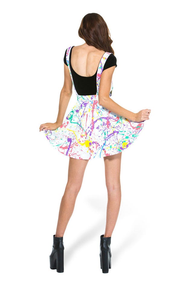 Splatter Pinafore Pocket Skater Skirt